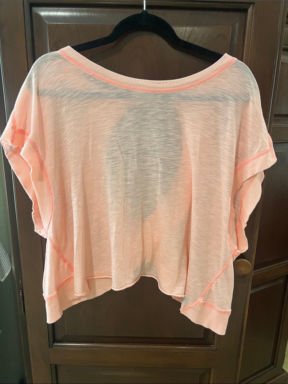 Sheer Peach Short Sleeve Boxy Crop Top